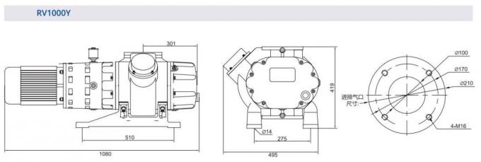 500/1000/2000m³ /H Roots Vacuum Pump Booster Use in Petroleum/Chemical Engineering/Medicine/Pharmacy/Food/Spinning/Daily Use Chemical/ Resin Deaeration